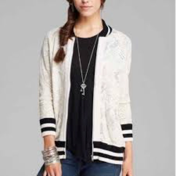 Free People Varsity Lace Bomber Jacket - Size Xs